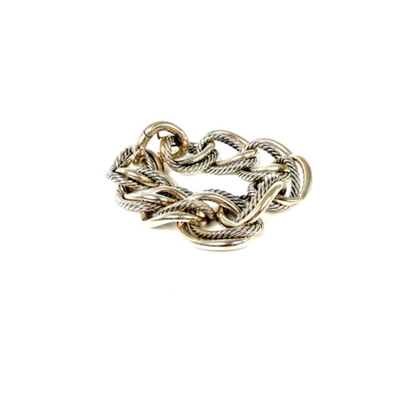 Authentic David Yurman Oval Double Cable Chain Sterling Silver Bracelet S - Picture 4 of 8